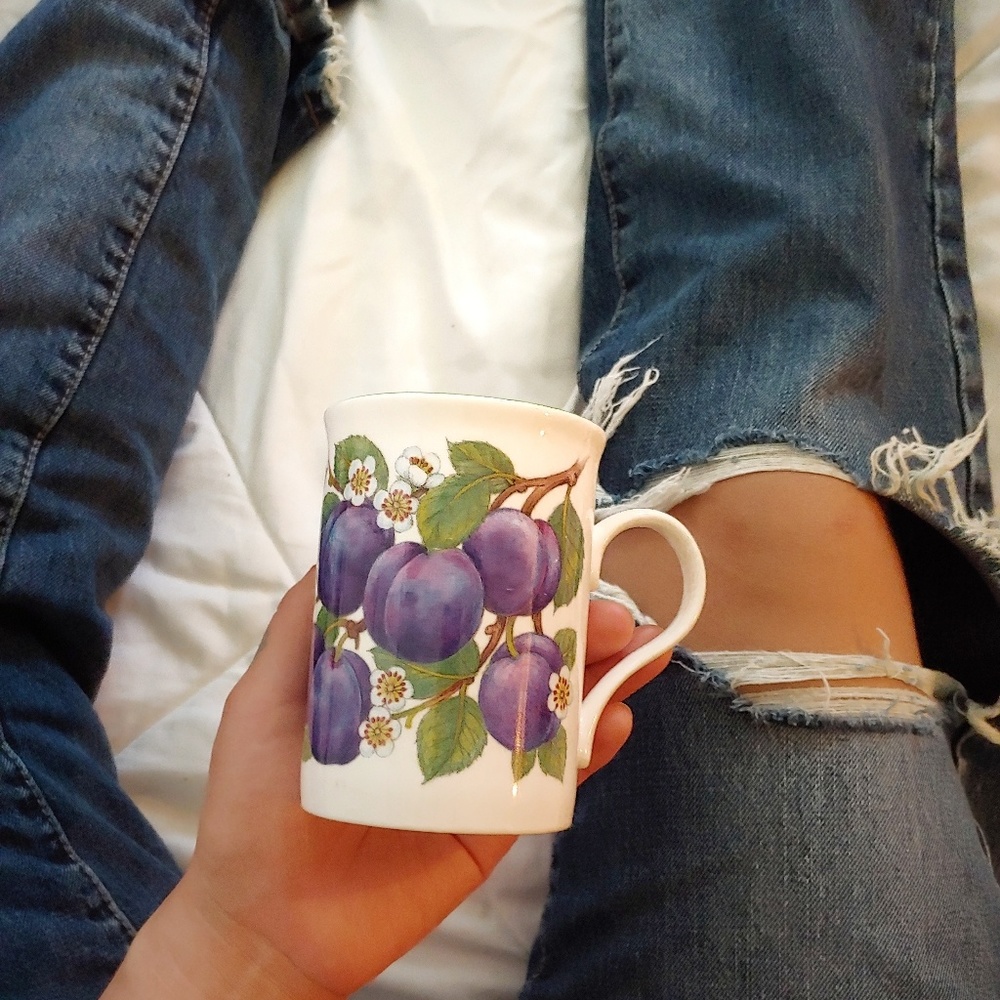 Vintage Botanical Plum Fruit Mug